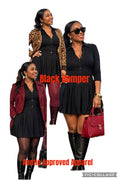 Black Front Button Down Pleated Mini Romper Dress
