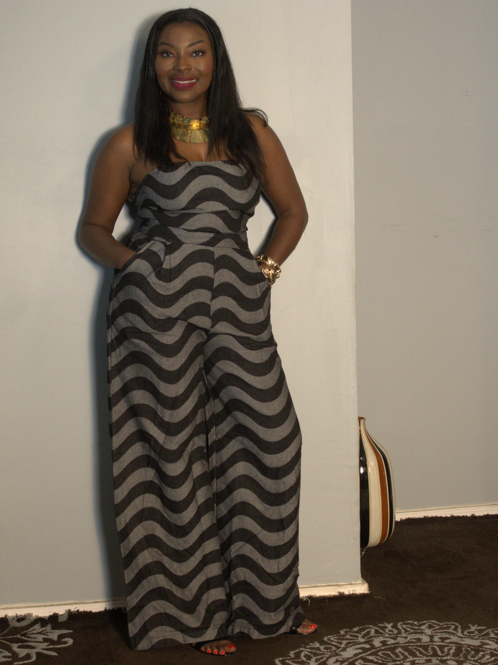 Wavy Black and Grey Jumpsuit