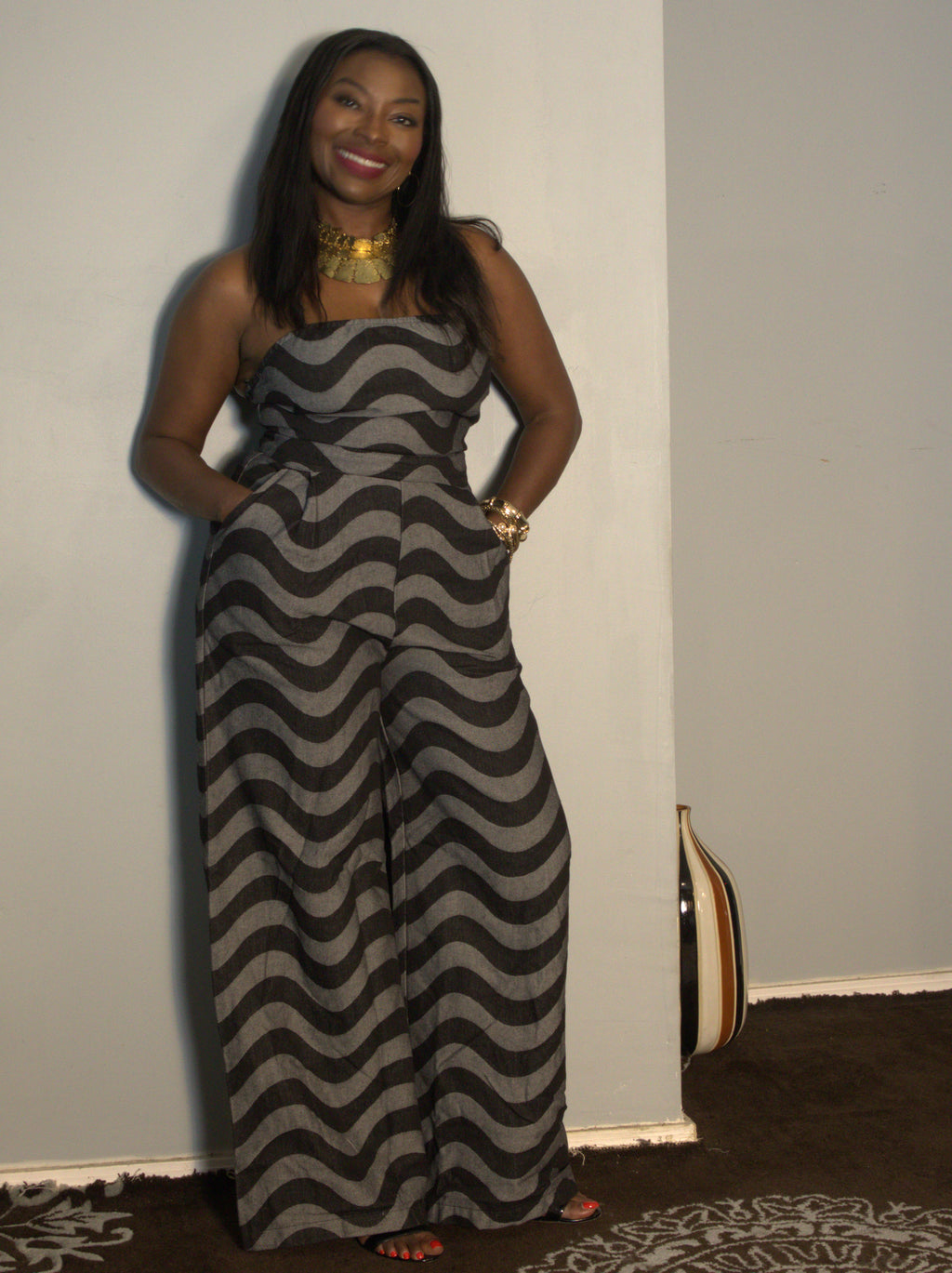 Wavy Black and Grey Jumpsuit