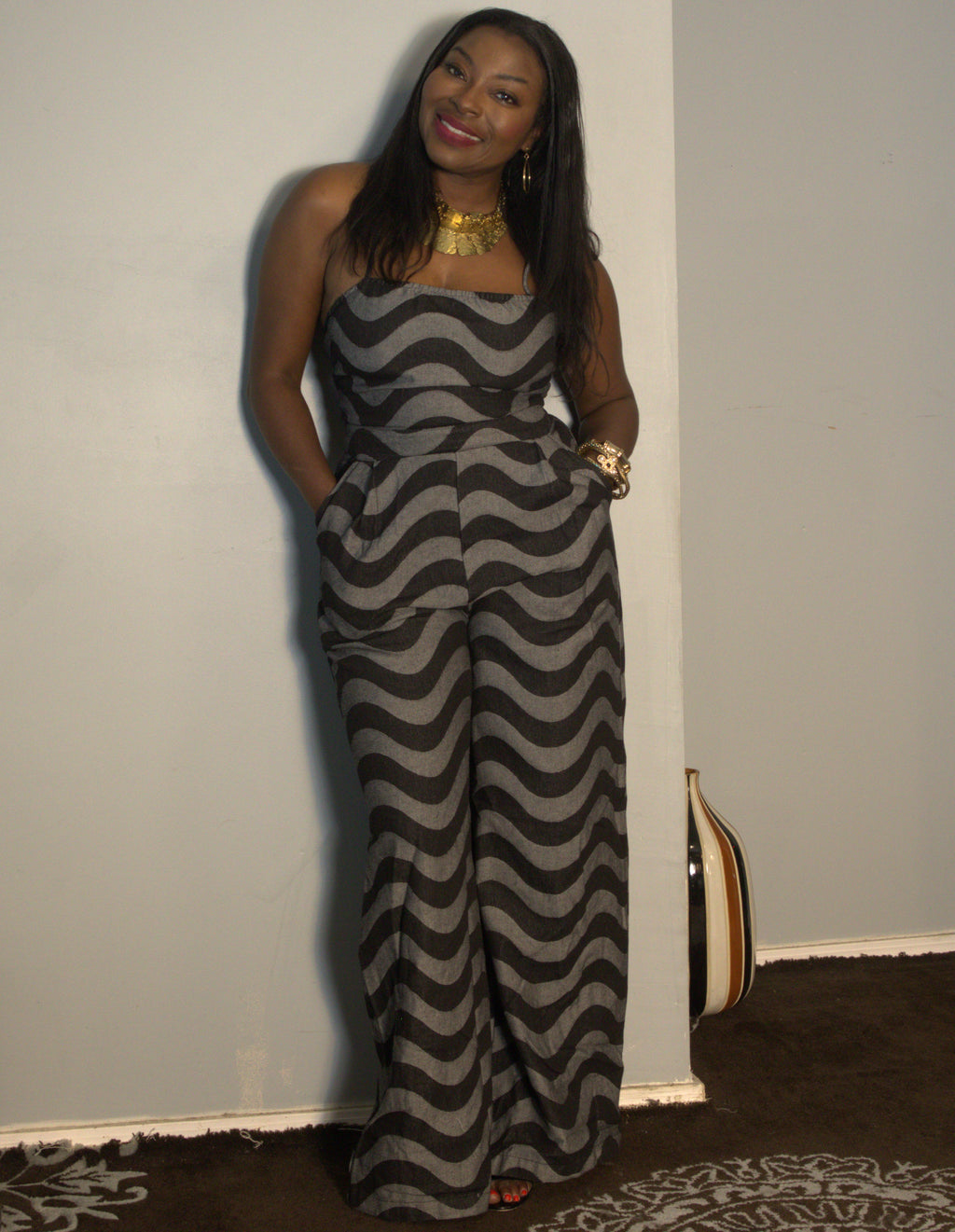 Wavy Black and Grey Jumpsuit