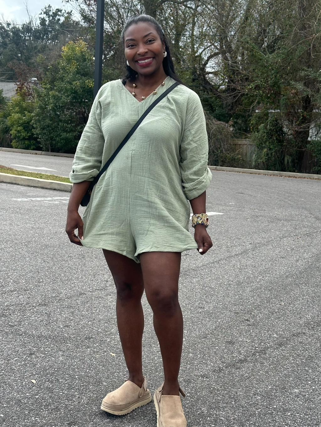 Casual Women's Three Quarter Sleeve Romper