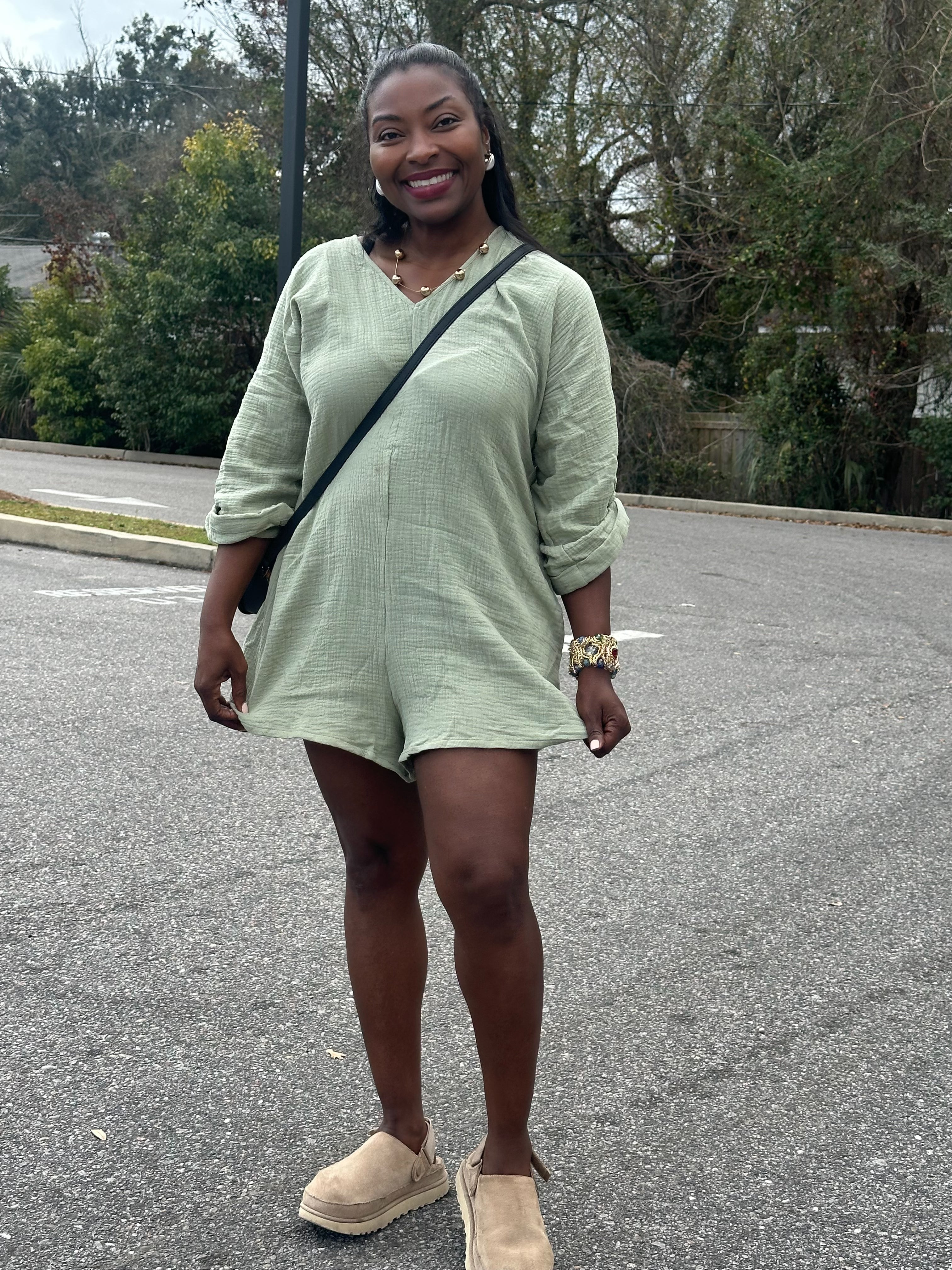 Casual Women's Three Quarter Sleeve Romper