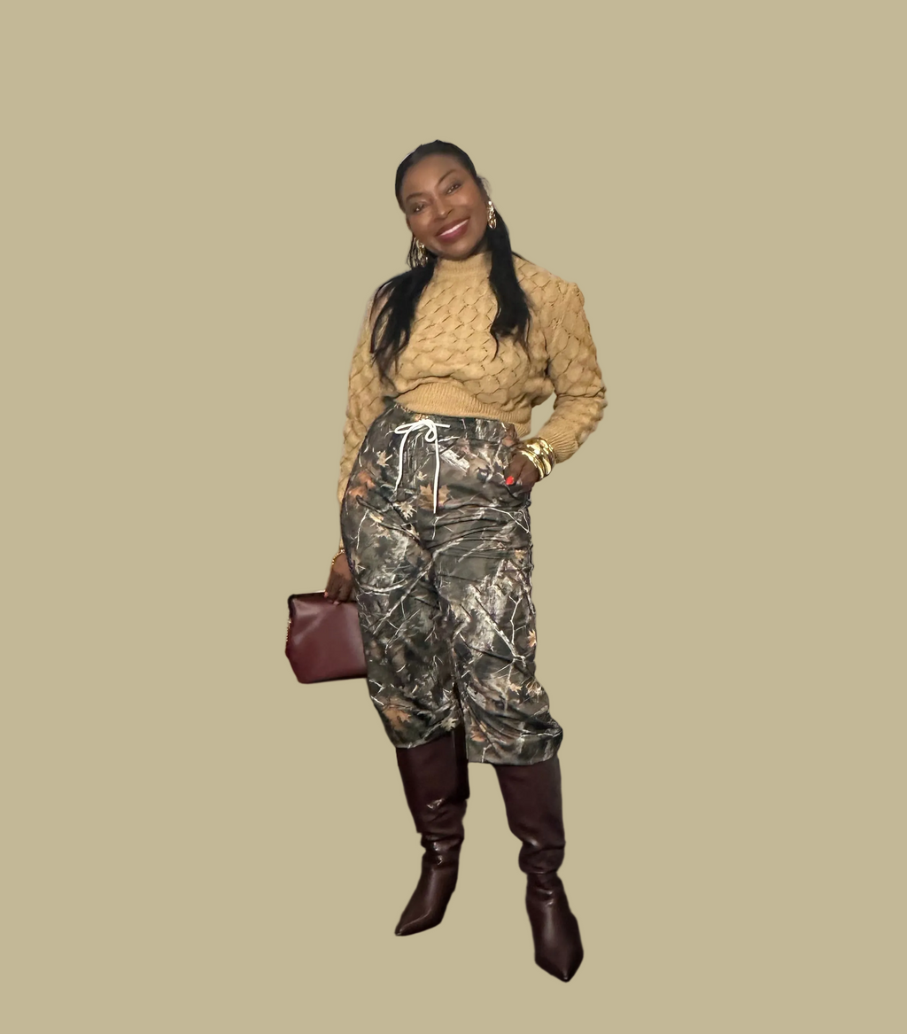 Fashion Stretch Waist Camo Print Mopping Pants