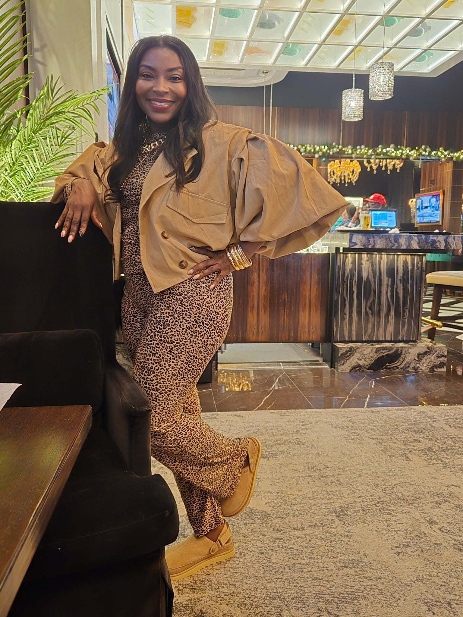 Leopard Print Foldover Leggings and Long Sleeve Shirt Set