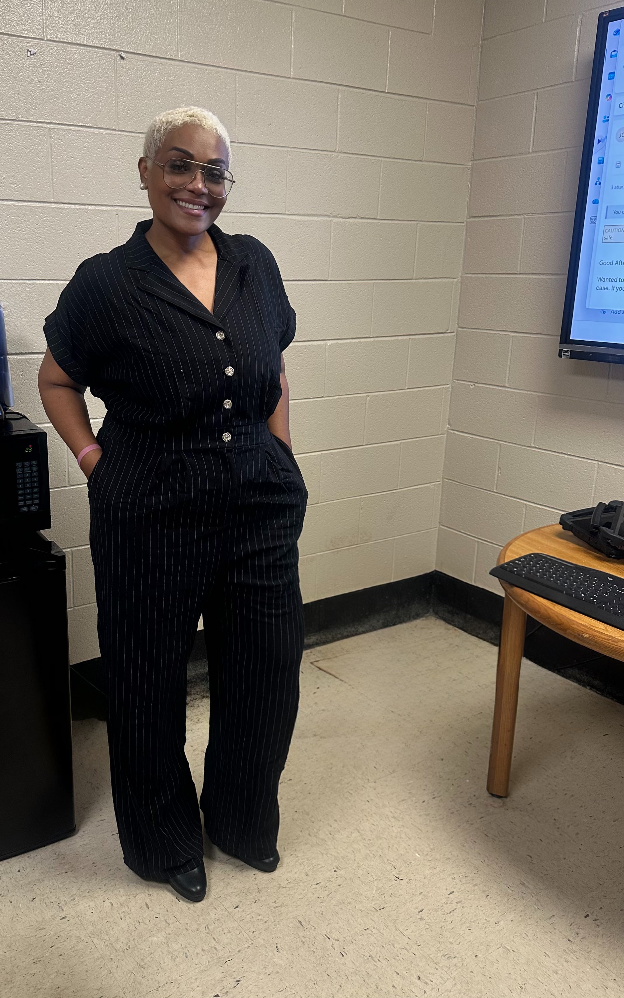 Plus Size Stripe Front Button Down Jumpsuits