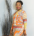 Print Round Neck Long Sleeve Top and Bike Shorts Set