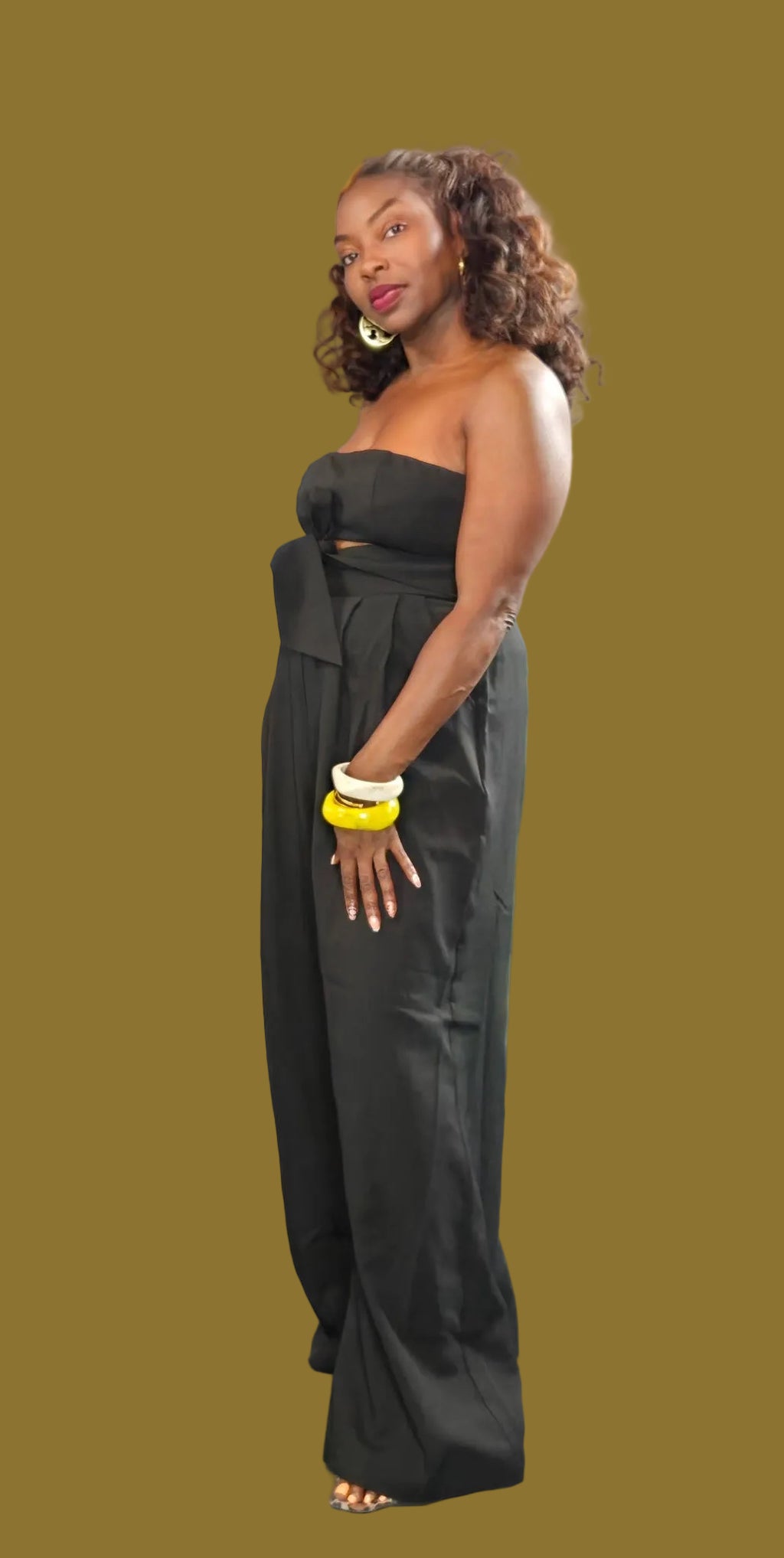 Classy and Sassy Black Front-Tie Wide Leg Jumpsuit