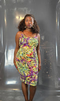 Curvy Tie Dye Print Back Slit Midi Dress
