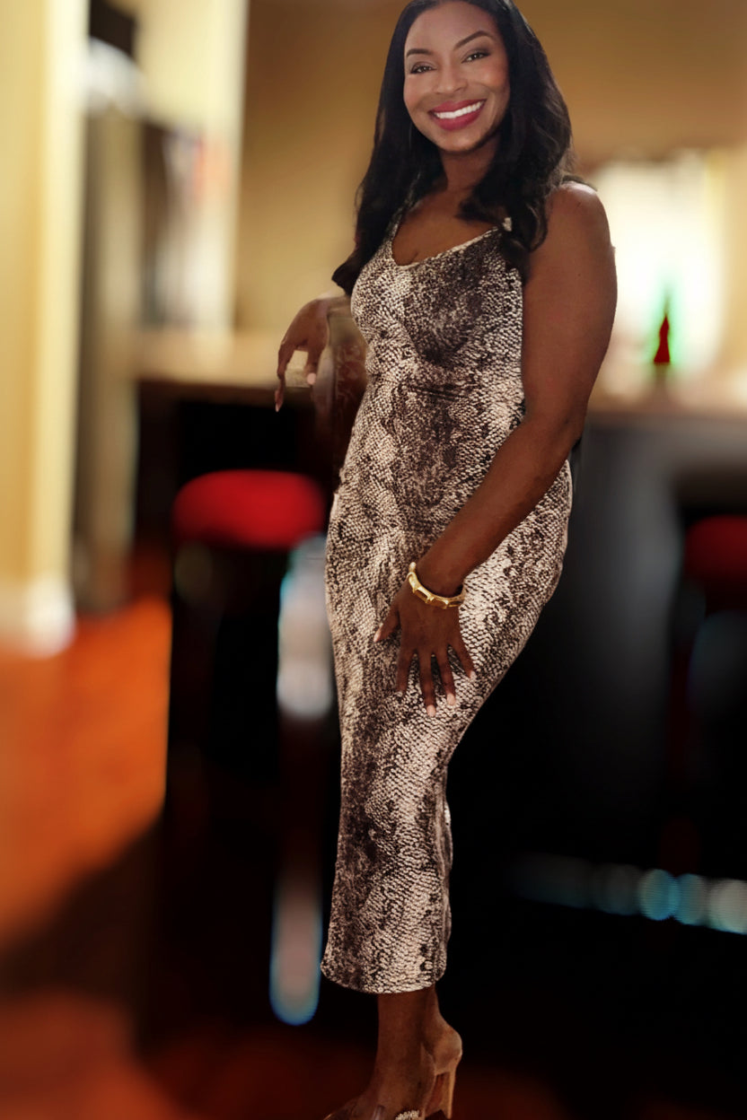 Snake Print Muse Midi Dress