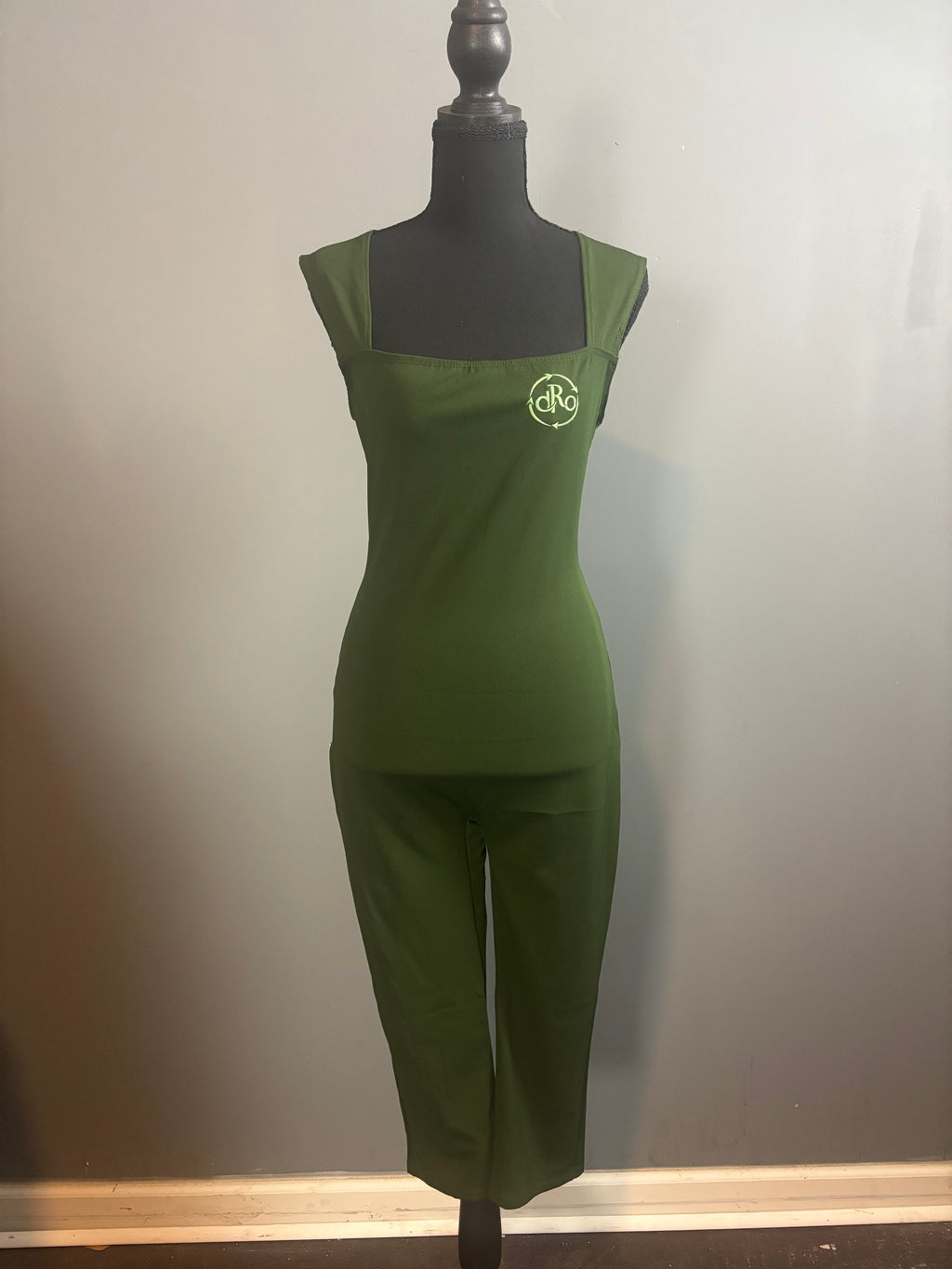 dRo Square Neck Shoulder Detail Heavy Rib Bermuda Shoulder Jumpsuit