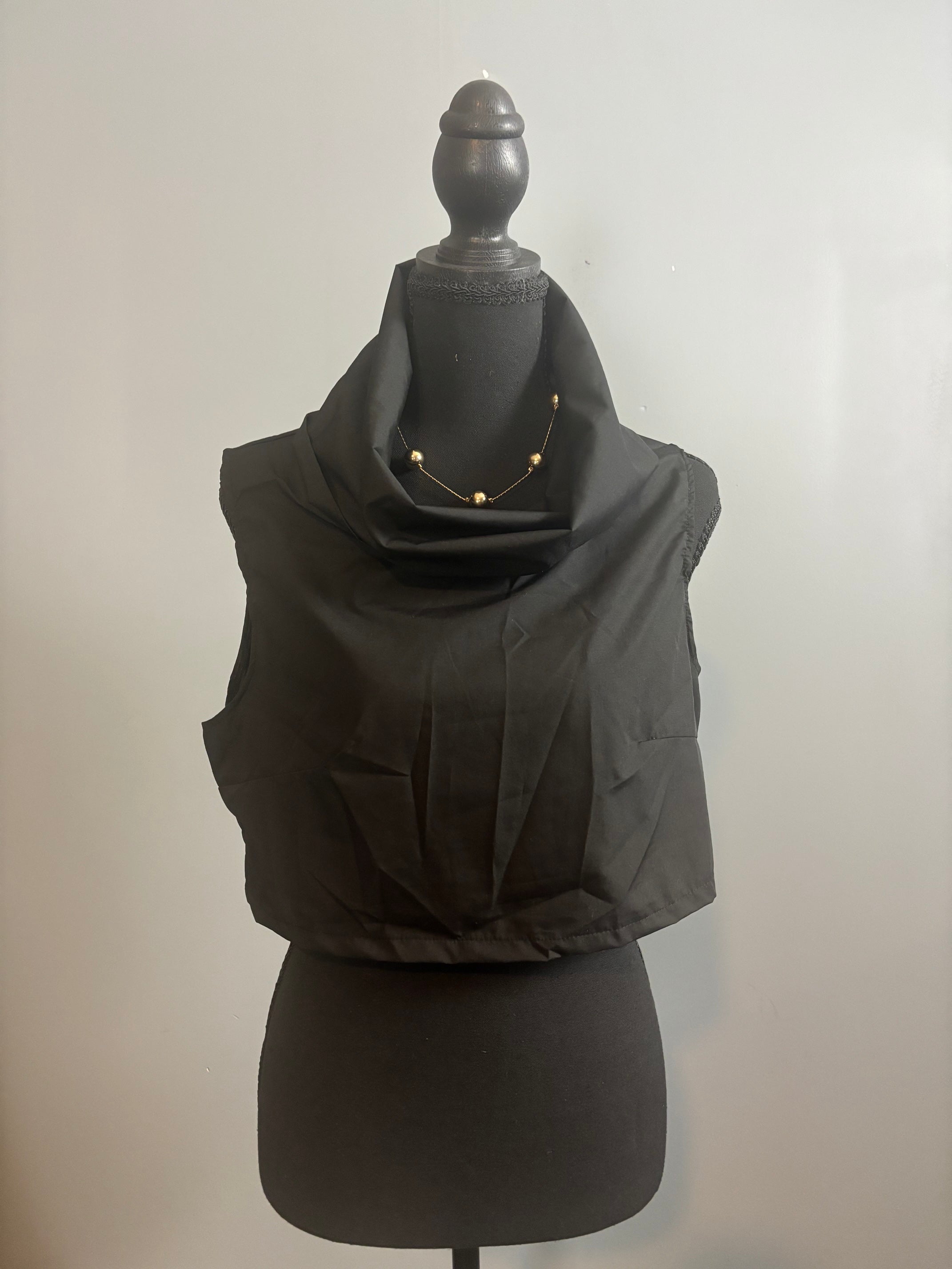 High Neck Sleeveless Cropped Shirt