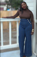 High-Waisted Wide-Leg Denim Pants