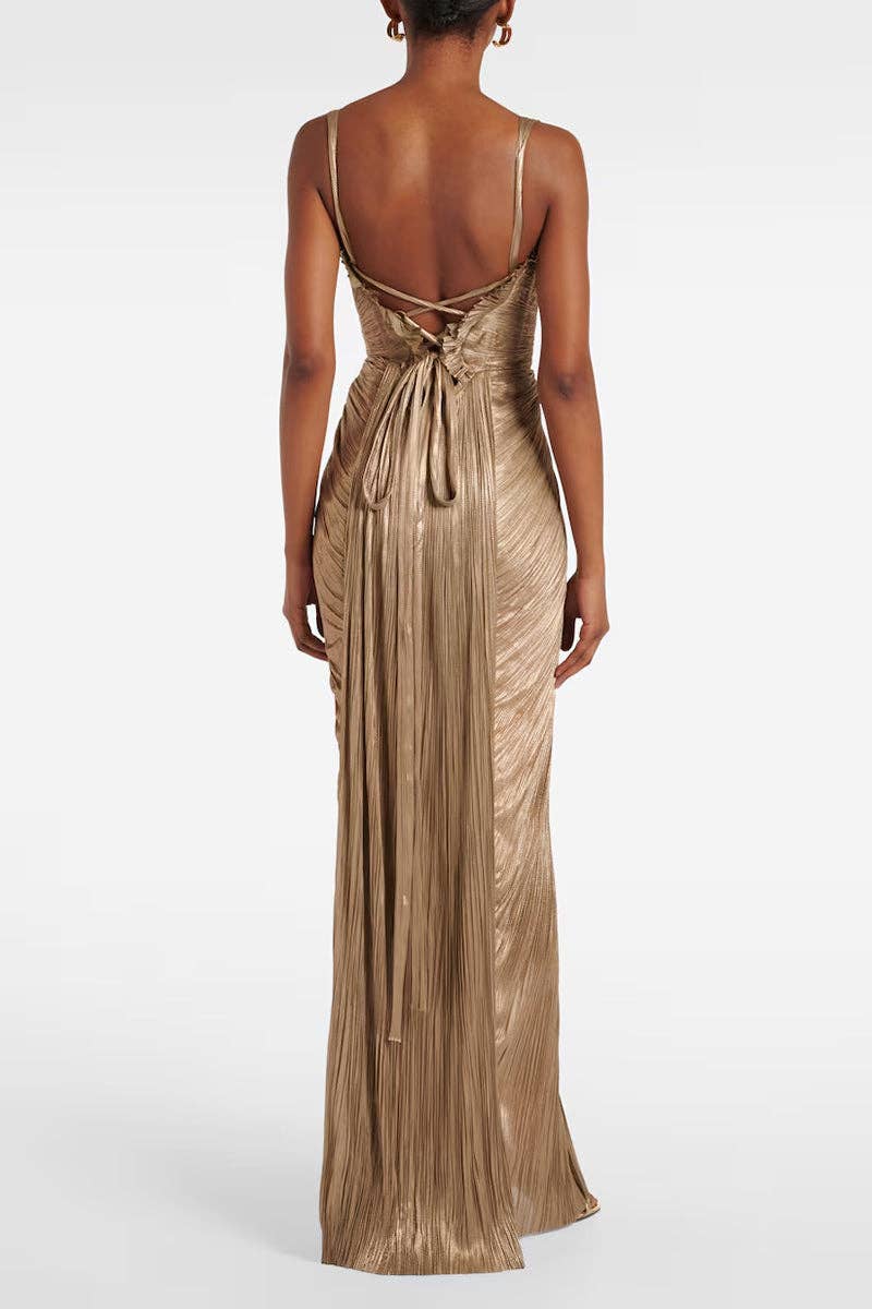 Elegant Sleeveless Pleated Evening Gown