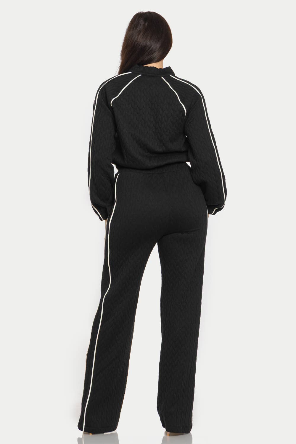 Piping Stripes Front Zip Up Jacket And Pants Set