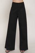 High Waist Wide Leg Pants with Front Seam Detail