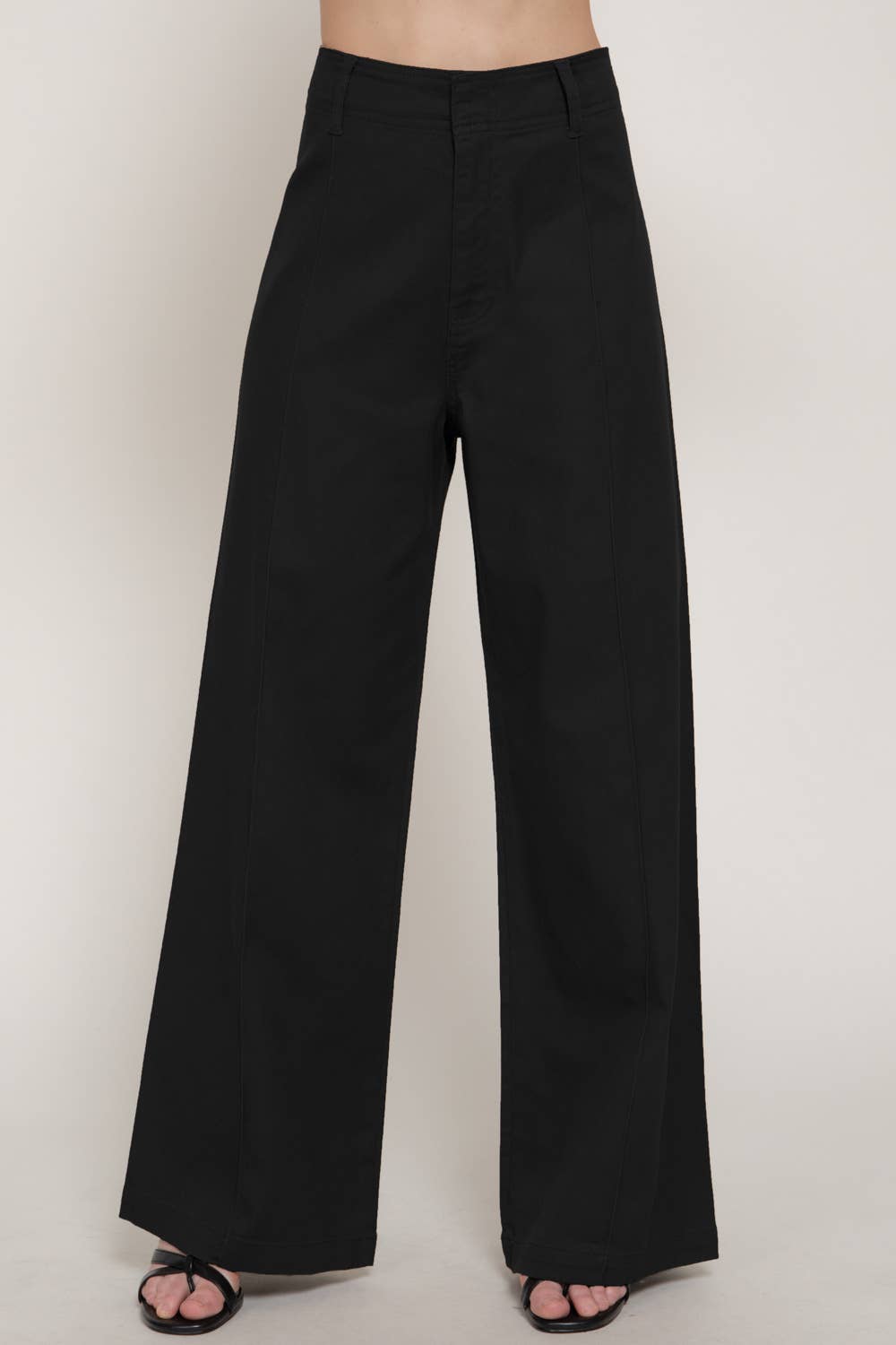 High Waist Wide Leg Pants with Front Seam Detail