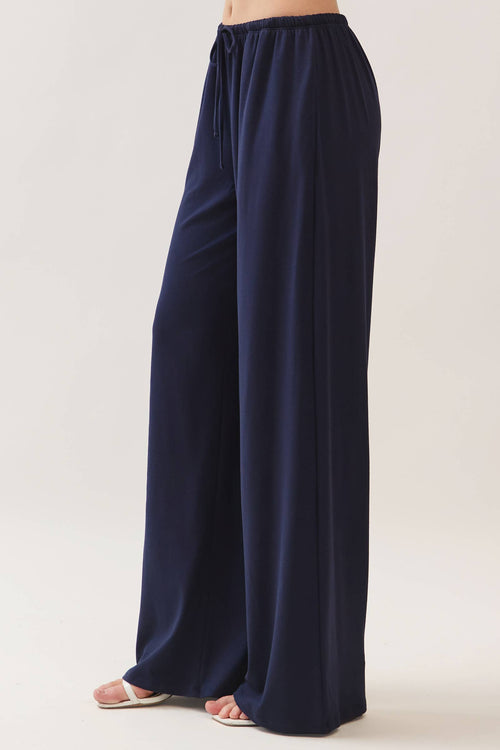 WIDE LEG DRAWSTRING ELASTIC PANTS