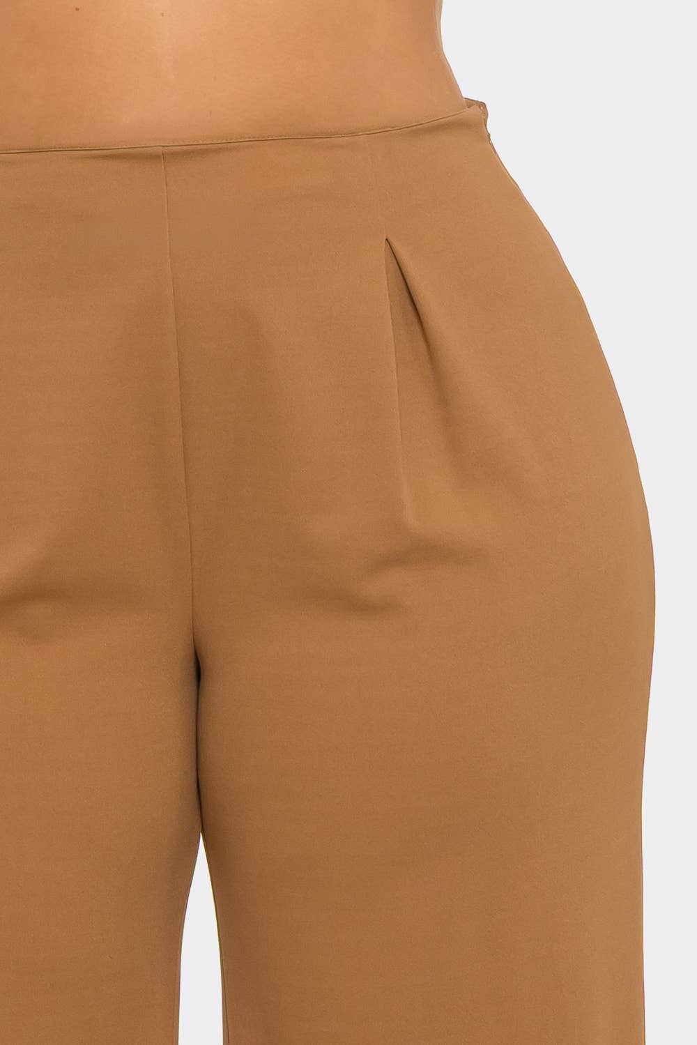 Plus Size Front Pleated Side Zipper Wide Leg Pants
