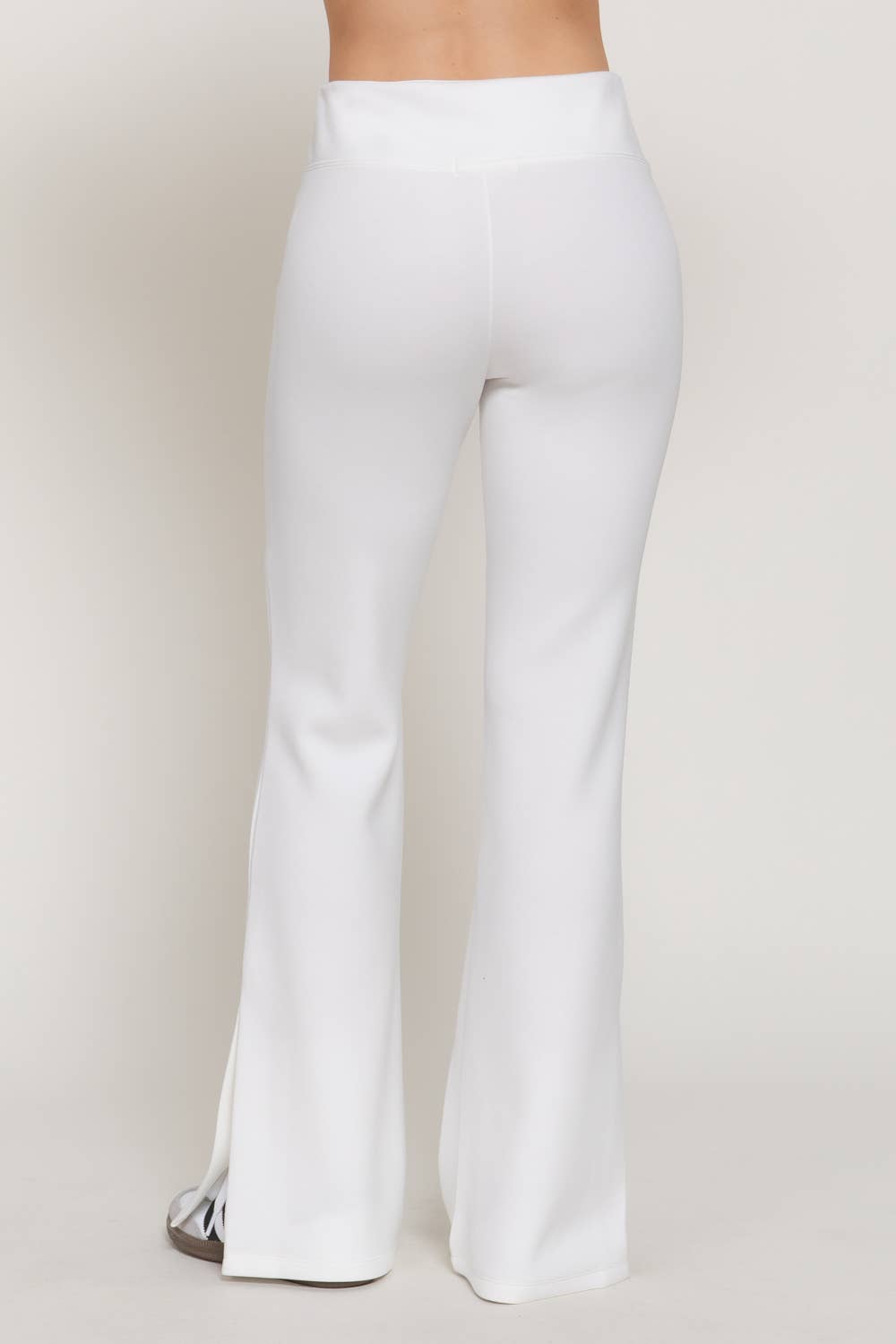 Flare Soft Modal Scuba Pants with Waistband & Bottom Slits