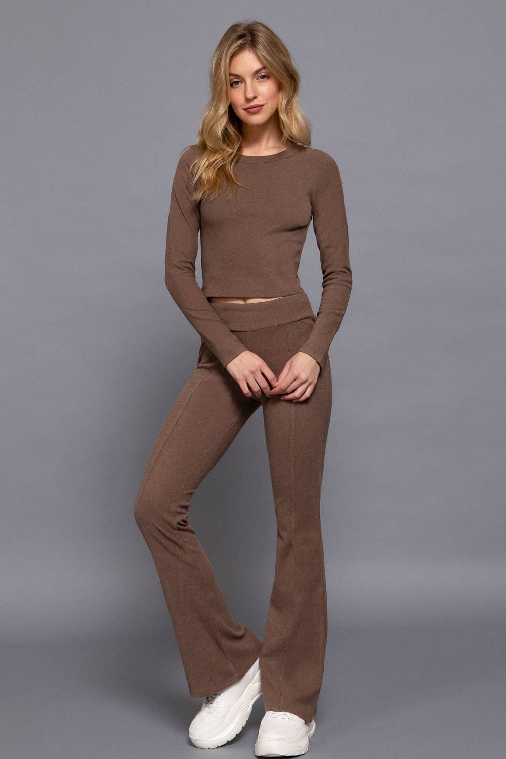 Semi Flare Brushed Knit Long Pants
